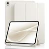 GKABXY Custodia per iPad (A16) 11 generazione 11 2025, iPad 10ª generazione 10.9 2022 con portapenne, Auto Wake/Sleep, Supporta Touch ID, Slim Trifold Stand Protective Cover (bianco crema)