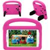 Nikaque Custodia per tablet per Samsung Galaxy Tab A 7.0 pollici 2016 SM-T280/T285, adatta ai bambini, manico con supporto, copertura sicura in schiuma EVA, leggera, antiurto protettiva, rosa