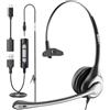 Wantek Cuffie USB con microfono per computer portatile, cuffie per PC con cancellazione del rumore, cuffie per computer con controllo del volume in linea e muto, compatibili con squadre Ms, Zoom