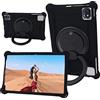 YKWXSC Custodia per Realme Pad 2K 10.4 /OPPO Pad Air 10.36 /Blackview Tab 11 WiFi/TCL TAB MAX 10.4 Tablet, Silicone Cover Protettiva Antiurto con Supporto Rotante 360/Cinghia a Mano/Spalla, Nero