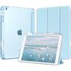 MoKo Cover per iPad 9a/8a/7a Generazione 10,2 Pollici con Portapenna | Custodia per iPad 10,2 2021/2020/2019, Trifold Sottile Leggera Cover con Retro PC Rigido Traslucido, Blu Cielo
