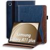 ONETHEFUL custodia per Samsung Galaxy Tab A11 Plus/A9 Plus & A11+/A9+ 11 pollici 2025 - Custodia tablet in PU con supporto multiuso, 2 scomparti per carte e custodia per penna, antiscivolo | Blu