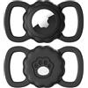 Maledan 2 Pezzi Custodia Airtag per Collare Airtag Cane Compatibile con Apple AirTag Localizzatore GPS - Custodia Protettiva in Silicone con Motivo Zampa per Porta AirTag da Cane, Nero+Nero