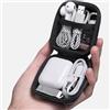 Generic Scatola per accessori elettronica portatile in EVA, custodia antiurto da viaggio per auricolari, cavi di ricarica, adattatori USB, organizer per cavi anti-avvolgimento, accessorio compatto da borsa