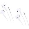WEB world electronic business Set 2 pezzi - Cuffie Auricolari In-Ear Stereo con Microfono Integrato Jack 3.5mm Cavo 1.2m TPE Anti-Groviglio Controllo Pulsante Audio Potente - Bianche