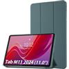 Simpeak Cover Compatibile per Lenovo Tab M11 2024 (11''), Custodia in Pelle PU Compatibile con Lenovo Tab M11 2024 11 Pollici Ultra-Sottile Folio Supporto Smart Cover Auto Sveglia/Sonno (Verde notte)