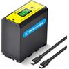 TAVT Type-C PD 30W 9000mAh NP-F970 NP-F Batteria per Sony NP-F550 F570 F750 F770 F960 F970 F975, HDR-FX1, HDR-FX7, HVL-LBPB, HVR-V1U Camcorder, luce LED, luce ad anello, monitor di campo