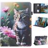 Vaitasy Custodia per Samsung Galaxy Tab S4 10.5 Pollici 2018 | Anti Urto Protezione Custodia con Pencil Holder Cover per Galaxy Tab S4 - Fiori e gatti