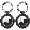 Inesore Case for Apple AirTag 1/2, Waterproof Holder 2 Pack | Carbon Fibre Look for AirTag Key Fob, Scratch-Resistant Mount for Pet Collars, Luggage Tags and Key Rings, Black