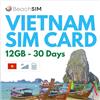 BeachSIM Solo-Dati SIM Vietnam 30 Giorni | 12GB Dati 4G/5G ad Alta Velocità | Attivazione Rapida Online | Facile da Ricaricare o Estendere | Compatibile con Dispositivi iOS e Android Sbloccati