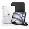RosMank Custodia per iPad Air 13 inch M4/M3/M2(2026/2025/2024)/iPad Pro 12.9 inch(6th/5th/4th,2022/21/20)con Portapenne,Tablet Supporto Funzione,Custodia Trasparente,PU Protezione per lo Schermo,Nero