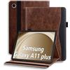 ONETHEFUL custodia per Samsung Galaxy Tab A11 Plus/A9 Plus & A11+/A9+ 11 pollici 2025 - Custodia tablet in PU con supporto multiuso, 2 scomparti per carte e custodia per penna, antiscivolo | Marrone