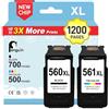 Penguin 560 561XL Cartucce per Canon TS5350A TS7400 TS5353A Nero e Colore | Compatibile con Canon TS7450 TS7450A TS7451 TS5350i TS5351 TS5351A TS5351i TS5352A TS5352i PG-560XL CL-561XL Cartuccia