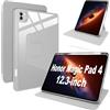 Lemxiee Cover per Honor Magic Pad 4 12.3 Case per supporto rotante & Slot per penna Custodia in pelle PU + Acrilico trasparente