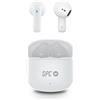 SPC Zion 2 Play - Cuffie Bluetooth wireless con 28 ore di autonomia con ricariche multiple, ultracompatte, controllo touch, vivavoce, assistente vocale e custodia di ricarica USB-C - Bianco