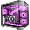 Mars Gaming MC-3TCORE, Gaming Custom ATX, Tripla Finestra Vetro Temperato Rimovibile, Doppia Fotocamera, Backplane Compatibile con Connettore Inverso Semitower, Supporto Raffreddamento Liquido, Nero