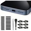 Generic Kit di tappi antipolvere di tipo C e copertura antipolvere per altoparlante, protezione universale per porta di ricarica USB-C e set di rete per altoparlanti del telefono, con spazzola per la pulizia
