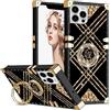 SINQERISHT Retro Quadrato Cover per Samsung Galaxy S20 Ultra Custodia di lusso Stella Fiore Design Morbido TPU Metallo Rivestimento Bumper Protezione Antiurto con Anello Diamante Stand Cover (Nero)