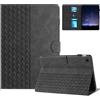 Generico DayQiQiPu Cover per Huawei MediaPad M5 Lite BAH2-W19, BAH2-L09 (10,1 Pollici) Custodia Motivo a Cubi 3D in pelle PU Con e Auto Wake/Sleep Smart Cover Flip Supporto Guscio Protettiva, Nero