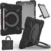 NLR FUN Custodia Antiurto a 4 Strati per iPad Air 2 (9,7 pollici) e iPad 6°/5° (iPad 9,7 pollici 2018/2017) Custodia Protettiva Ibrida per iPad con Cavalletto/Maniglia, Portamatite, Tracolla (Nero)