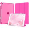 MoKo Cover per iPad 9a/8a/7a Generazione 10,2 Pollici con Portapenna | Custodia per iPad 10,2 2021/2020/2019, Trifold Sottile Leggera Cover con Retro PC Rigido Traslucido, Pitaya Rosso