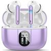Csasan Cuffie Bluetooth, Auricolari 5.3 con HiFi Stereo, Cuffie Wireless con Mic Chiamata ENC HD, Cuffiette Bluetooth con IPX7 Impermeabile, 40 Ore Senza Fili con Display LED, Viola