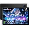 DOOGEETab U13 Android 16 Tablet 13 Pollici, 32GB RAM+256GB ROM (2TB TF) 11000mAh Akku 18W Gaming Tablet, Unisoc T7280 Octa Core, 13MP/WidevineL1/ WiFi 5/Face ID/OTG/GPS/4 Altoparlanti/Gemini AI,Nero