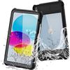 TECHGEAR Custodia Impermeabile per iPad 10 Generazione 2022, 10.9 [Custodia Poseidon] Custodia Sottile Antiurto Cover Impermeabile con la Pellicola Protettiva Integrata + Supporto e Tracolla [Nero]