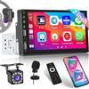 Inefala Autoradio 1 Din con CarPlay e Android Auto, Schermo HD Touchscreen da 7 Pollici Stereo Auto Bluetooth con Assistente Vocale Mirror Link Controllo del Volante FM USB AUX-in Retrocamera