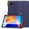 Rojeuinn Cover per Redmi Pad SE 8.7 2024 custodie +1 Pezzi Vetro Temperato,Gomma Protezione Protettivo,Ultra Sottile Antiurto Anti-Graffio TPU Flessibile Case -Blu