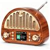 Roxicosly Radio DAB+/FM con Bluetooth 5.0, scheda TF e ingresso AUX, 3000 mAh USB-C, display a colori, ricerca stazioni auto, 80 preset, effetto sonoro EQ, 5 W RMS, doppia sveglia, timer sonno, radio retrò per