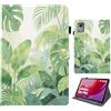 Bemoloon PU Tablet Cover per Lenovo Tab M11 2024 11 - Colori Vibranti & Design alla Moda, Anti-Graffio, Sblocco/Standby Automatico, Monstera
