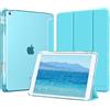 MoKo Cover per iPad 9a/8a/7a Generazione 10,2 Pollici con Portapenna | Custodia per iPad 10,2 2021/2020/2019, Trifold Sottile Leggera Cover con Retro PC Rigido Traslucido, Azzurro