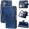 Generic Custodia a portafoglio per Samsung Galaxy A55, cover a libro in pelle con 9 slot per carte, cavalletto integrato e tasca per contanti | Compatibile con Samsung Galaxy A55, blu scuro