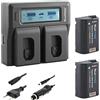Blumax - 2 batterie di ricambio compatibili con Panasonic DMW-BLK22 / DMW-BLK22E 2250 mAh + doppio caricabatterie LCD | Compatibile con Panasonic Lumix DC S5 S5K G9 GH5 II GH5S GH6