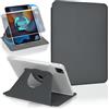 Koze Custodia Rotante per iPad Pro 11 pollici 2022/2021/2020/2018 (4a/3a/2a/1a generazione) con portapenne, Cover Girevole a 360 Gradi Supporto Retro in Acrilico Trasparente Antiurto, Grigio Siderale