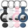 Joremx per AirTag Portachiavi, 4 Pack (Nero+Bianco+Rosa+Blu marino) | Impermeabile IPX8, Silicone Porta per AirTag di 1ª e 2ª Gen, Segnale Inalterato, Attaccare a Chiavi/Valigie/Collari per Cani