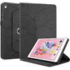 Succtopy Cover per iPad 10,2 Pollici, 2021/2020/2019 Modello, 9/8/7 Generazione 360 Gradi di Rotazione Girevole Case Protettiva con Porta Penna Custodia iPad 9/8/7 10,2 Pollici - Nero