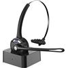 voijump, cuffie Bluetooth con microfono, cuffie on-ear wireless con cancellazione del rumore e stazione di ricarica, cuffie per telefono con pulsante muto per laptop, Skype, call center, ufficio