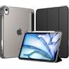 MoKo Cover per iPad Air 11 Pollici (M4/M3/M2) 2026/2025/2024 con Portapenna | Cover per iPad Air 5a/4a Gen 10,9 2022/2020, Custodia iPad Air Trifold Sottile Leggera con Retro PC Rigido Traslucido, Nero