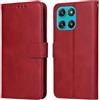 YUXING Cover per Motorola Moto G57/G57 Power/G67 Power 5G, Custodia a Libro | Pelle, Portafoglio, Blocco RFID, Porta Carte e Tasca Contanti, Chiusura Magnetica, Supporto, Antiurto-Rosso