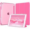 MoKo Cover per iPad 9a/8a/7a Generazione 10,2 Pollici con Portapenna | Custodia per iPad 10,2 2021/2020/2019, Trifold Sottile Leggera Cover con Retro PC Rigido Traslucido, Rosa Persiano