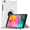 TechDealsUK Custodia con Rotazione a 360 Gradi per Samsung Galaxy Tab A 8.0 (2019) T290 T295 Cover con Supporto in Pelle (Bianco)