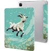 QSMGHKD Custodia protettiva per iPad Pro 12,9 pollici 2022/2021/2020/2018, 6a/5a/4a/3a generazione, custodia per iPad Pro 12,9 con stampa di capra Frolic con portapenne, accensione e spegnimento automatico