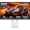 Kuycon P27Z 5K Monitor 27''218pp180Hz 330Hz Doppia Modalità Honeycomb con supporto | 5120x2880 600 cd/m² USB C 80Gbps 100W Ricarica 98% DCI-P3 10Bit Altoparlanti Integrati per Gamer Designer