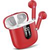 Jesebang Cuffie Bluetooth, Auricolari 5.4 con Stereo HiFi Immersivo, Auricolare | 4 HD Mic, Mini Cuffiette Bluetooth IP7 Impermeabili,Jesebang Cuffie Senza Fili per iphone/samsung,LED,30 Ore,Deep Rosso(2026)
