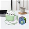 Generic Compatibile con custodia AirPods di 4 generazione [2024], cuffie in morbido silicone con portachiavi, cinghia da polso, copertura protettiva completa per auricolari per AirPods di quarta generazione