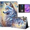 Rostsant Custodia per Lenovo Idea Tab 11 Pollici Tablet 2025 TB-336ZU TB-336FU Cover Libro Stand Funzione Slot per Carte Libro Cover Tablet Protettiva per Lenovo Idea Tab 11 Pollici Lupo bianco