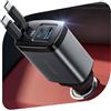 Lamicall 4-IN-1 Caricatore Auto USB C, 87W Caricatore Accendisigari 12V/24V | 2 Cavi Retrattili Type-C, Display di Tensione, 180°Pieghevole, Adattatore Accendisigari con Porta USB-C/A, per iPhone/Android
