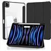 4UBonLife Custodia per iPad Pro 11 pollici 2022/2021/2020/2018 (4a/3a/2a/1a Generazione) con Portapenne, Cover Retro Rigido Chiaro Trasparente, Smart Case Antiurto Anti-Ingiallimento, Nero